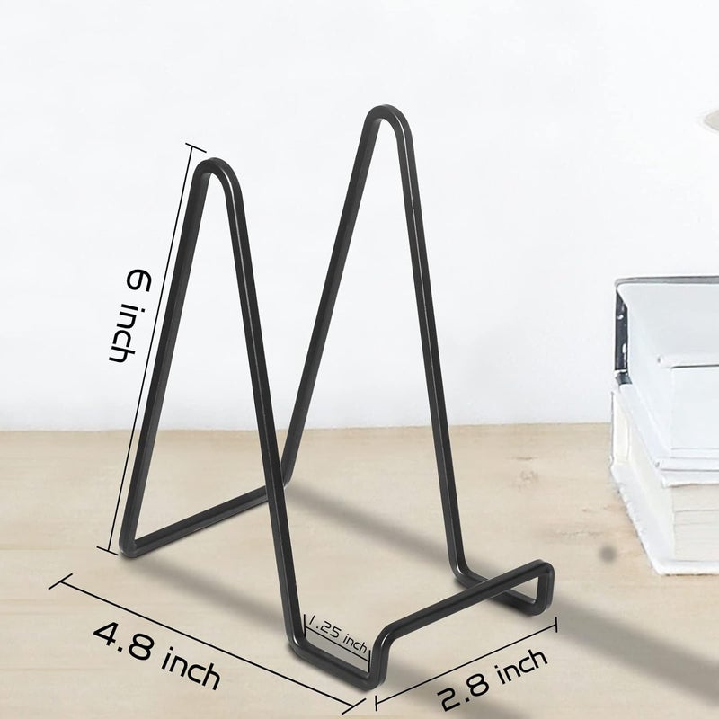 Decolore 4 Pack 6 Inch Black Picture Stands for Display Square Plate Holder Display Stand Frame Stand for Picture, Decorative Plate, Photo Easel and Artistic Work - Image 2